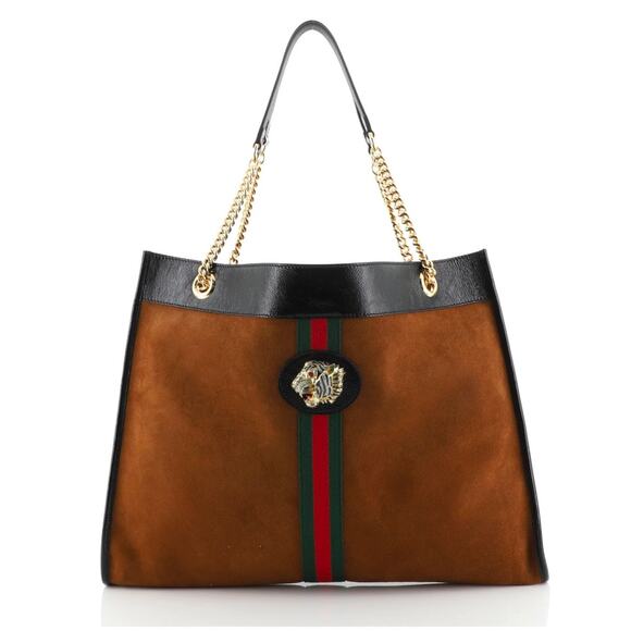 Gucci Rajah Chain Tote Suede Large - Picture 1 of 10